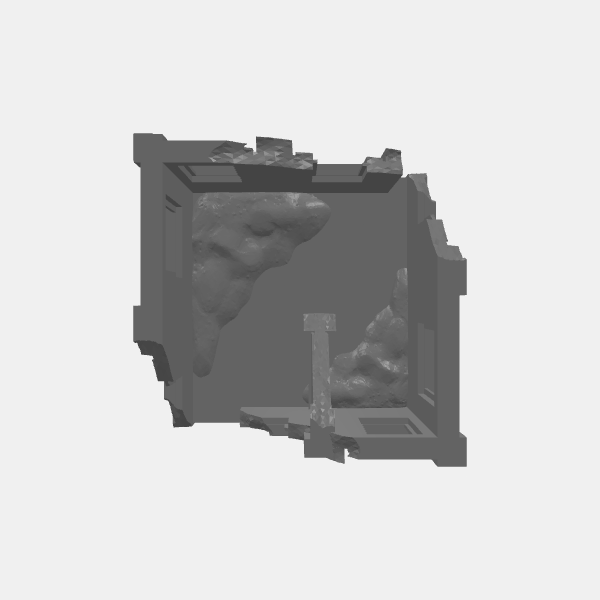 Terrain for Tonks - Bombed Concrete Building 5 - 2x2in v1.0.stl