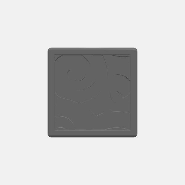 Mini Bases - Whirlpool Patterns - 20mm Square - Rounded edge v1.0.stl