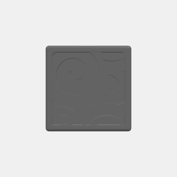 Mini Bases - Whirlpool Patterns - 25mm Square - Rounded edge v1.0.stl