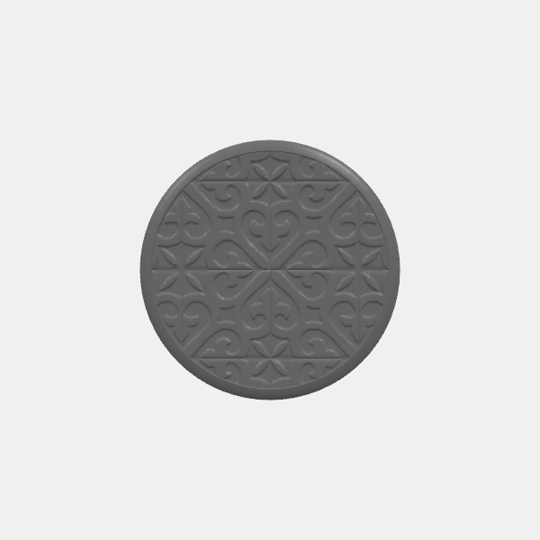 Mini Bases - Fancy Tile Pattern 2 - 75mm Round - Rounded edge v1.0.stl