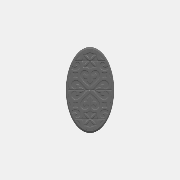 Mini Bases - Fancy Tile Pattern 2 - 42x75mm Oval - Angled edge v1.0.stl