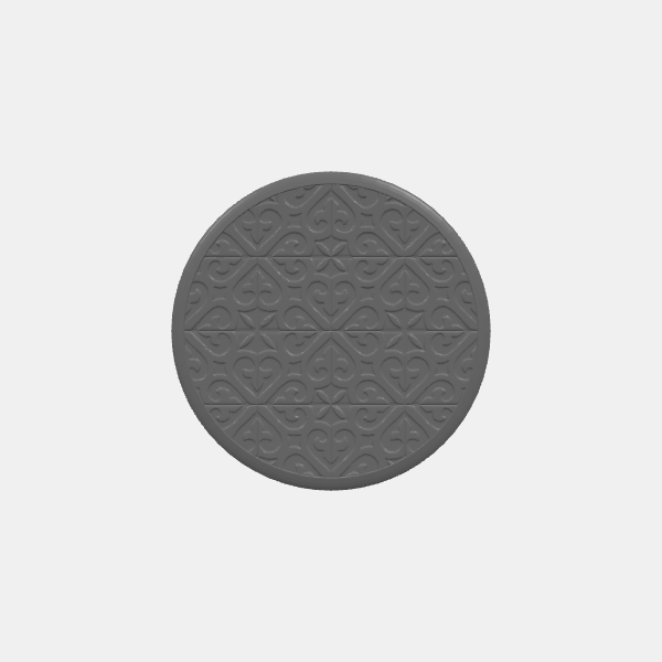 Mini Bases - Fancy Tile Pattern 2 - 125mm Round - Rounded edge v1.0.stl