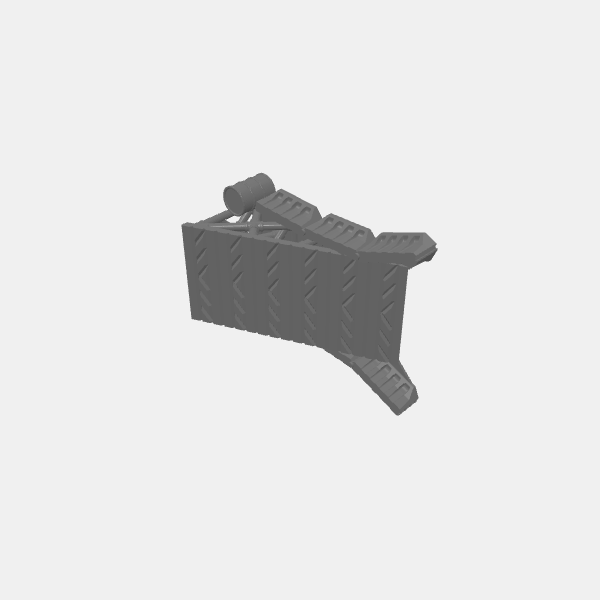 Gaslands - Container Height Ramp - Clean Ramp Surface with Concrete Barricades v1.0.stl