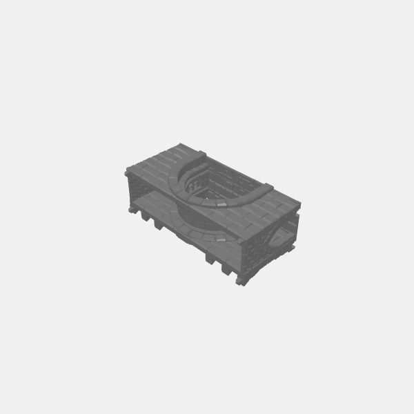 Fantasy - Tilestone Ramparts - Base Wall Long - NEEDS SUPPORT - Arched Gate Opening v1.1.stl
