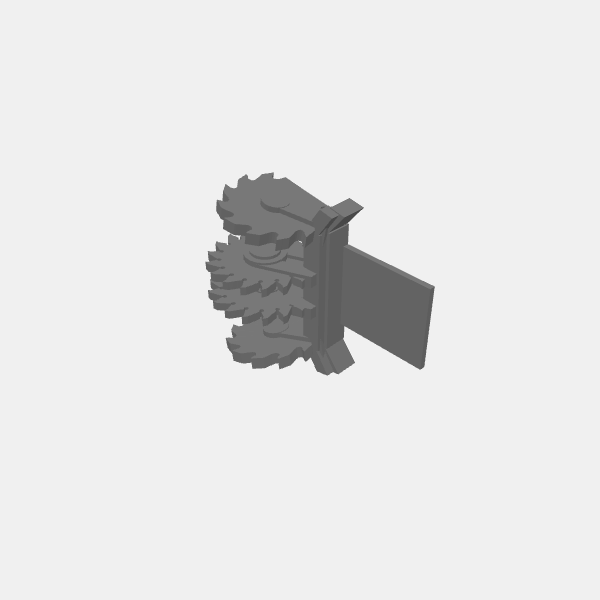 Gaslands - sawblades - front ram four upright blades lrg v1.0.stl