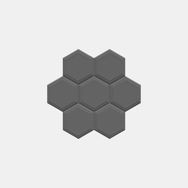 Battletech Building Terrain - Hex Stack - Sngl Lvl 7 units group - Style 2 v1.0.stl