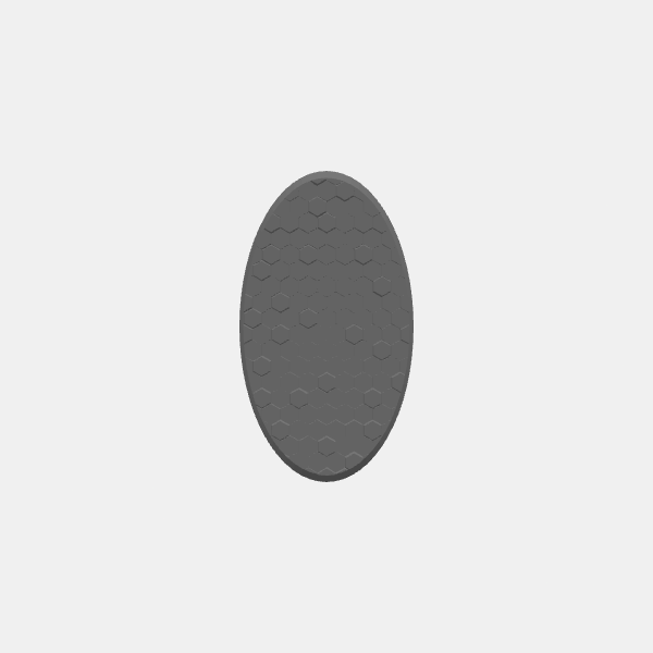Mini Bases - Hex Texture - Oval - Angled Edge - 75x42mm magnet hole v1.0.stl