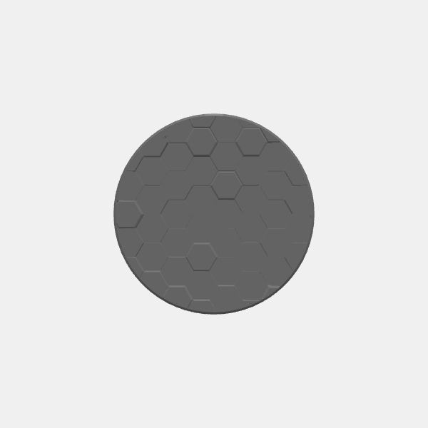 Mini Bases - Hex Texture - Round - Angled Edge - 32mm magnet hole v1.0.stl
