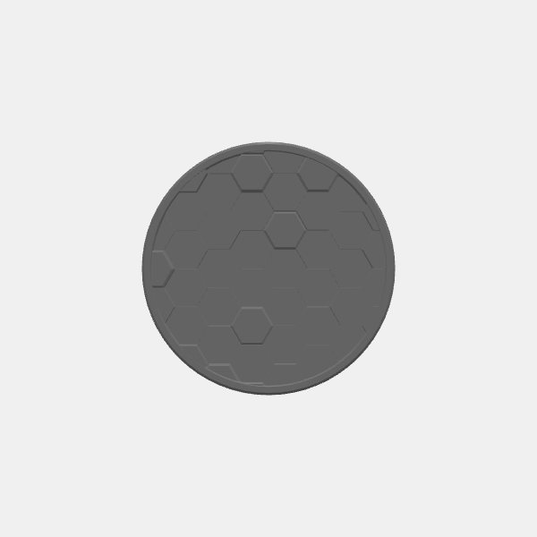 Mini Bases - Hex Texture - Round - Angled Edge - 30mm v1.0.stl
