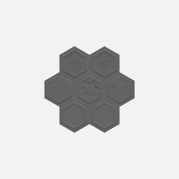 Battletech Building Terrain - Hex Stack - Sngl Lvl 7 units group - Style 1 v1.0.stl