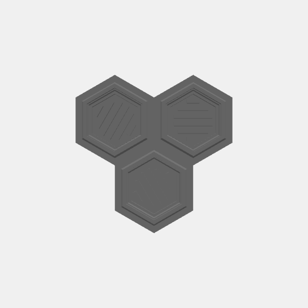Battletech Building Terrain - Hex Stack - Sngl Lvl 3 units group - Style 1 v1.0.stl