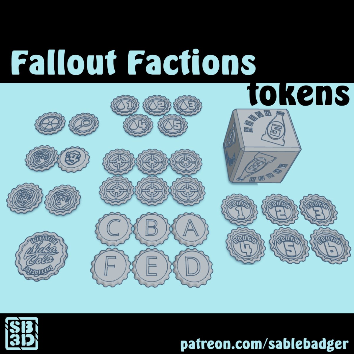 Tokens Fallout Factions - Sablebadger 3D Gallery