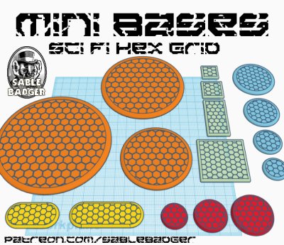 Mini Bases - Sci Fi Hex Grid (expanded)