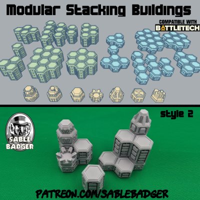 Battle Tech Hex Stacking Buildings 2
